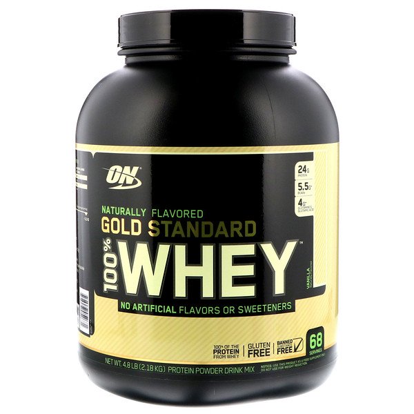 Optimum Nutrition, ゴールドスタンダード、天然香料使用、100%ホエイ、チョコレート、4.8 lb (2.18 kg)