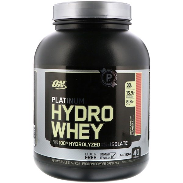 Optimum Nutrition, Platinum Hydrowhey, Supercharged Strawberry, 3.5 lbs (1,590 g)