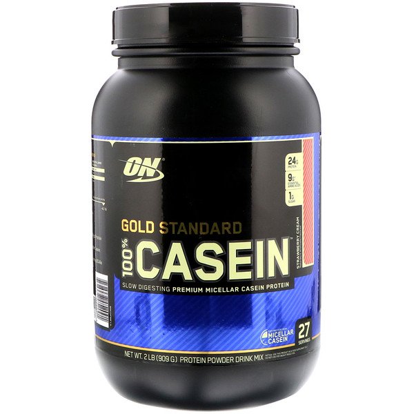 Optimum Nutrition, Gold Standard、100％カゼイン、ストロベリークリーム、2 lb (909 g)