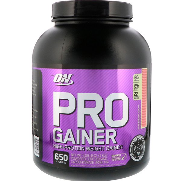 Optimum Nutrition, Pro Gainer, High-Protein Weight Gainer, Strawberry Cream, 5.09 lbs (2.31 kg)