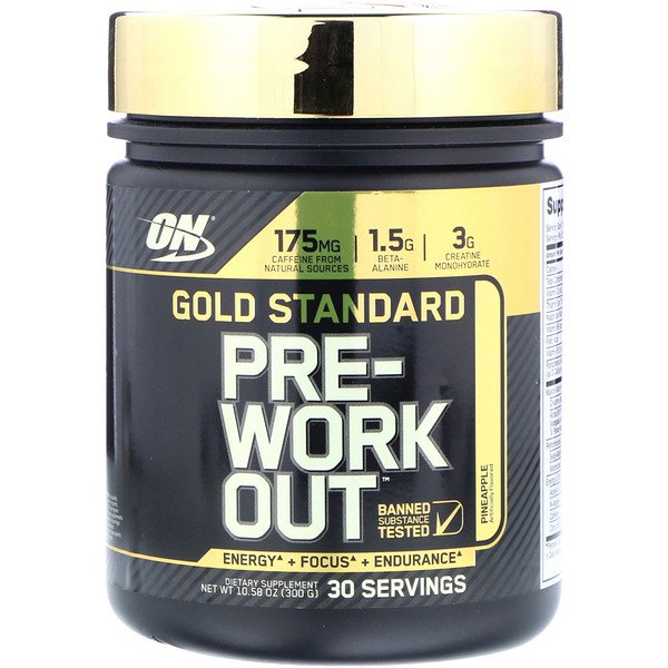 Optimum Nutrition, Gold Standard、ワークアウト前、パイナップル、10.58 oz (300 g)