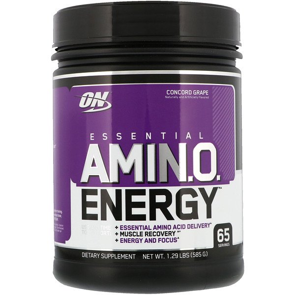 Optimum Nutrition, エッセンシャルアミN.O. エナジー、 コンコルドグレープ、 1.29ポンド (585 g)