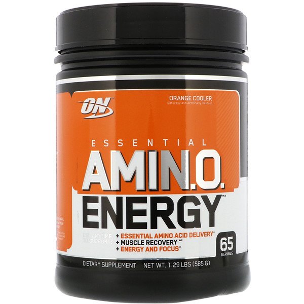 Optimum Nutrition, エッセンシャルアミN.O. エナジー、 オレンジクーラー、 1.29ポンド (585 g)